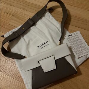 Yuzefi Lola Beltbag White and Brown Crossbody Bag